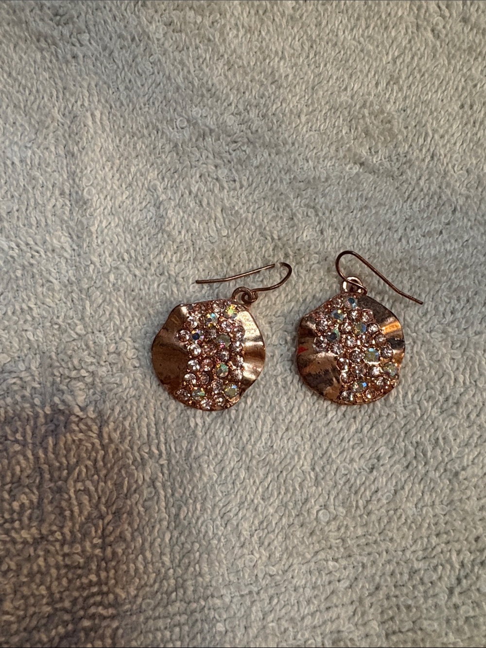 Rhinestone Accent Rose Gold Drop Earrings - Women Jewelry